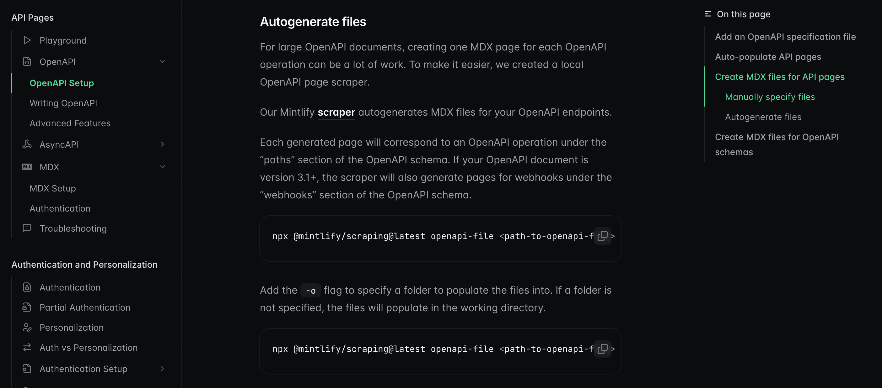 Mintlify auto-generates documentation files and streamlines the process of keeping docs up to date