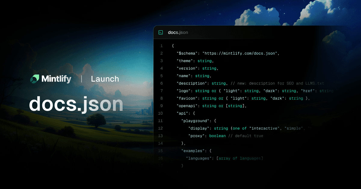 Refactoring mint.json into docs.json