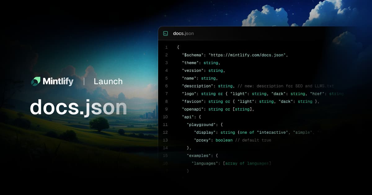 Refactoring mint.json into docs.json