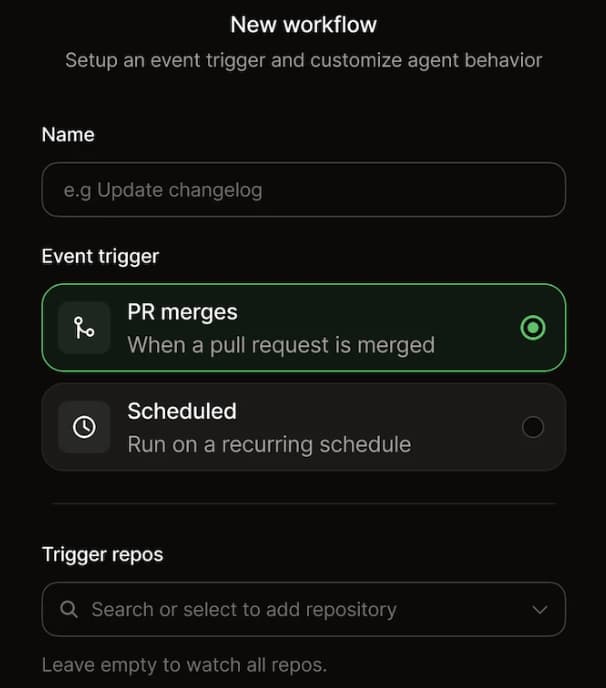Mintlify agent drafting a documentation update and opening it as a pull request for review