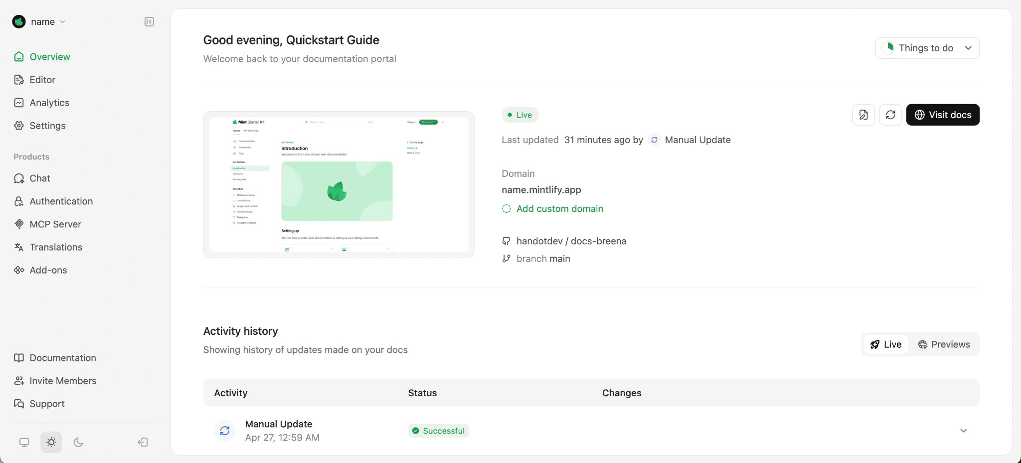 Publish quick start guides in Mintlify