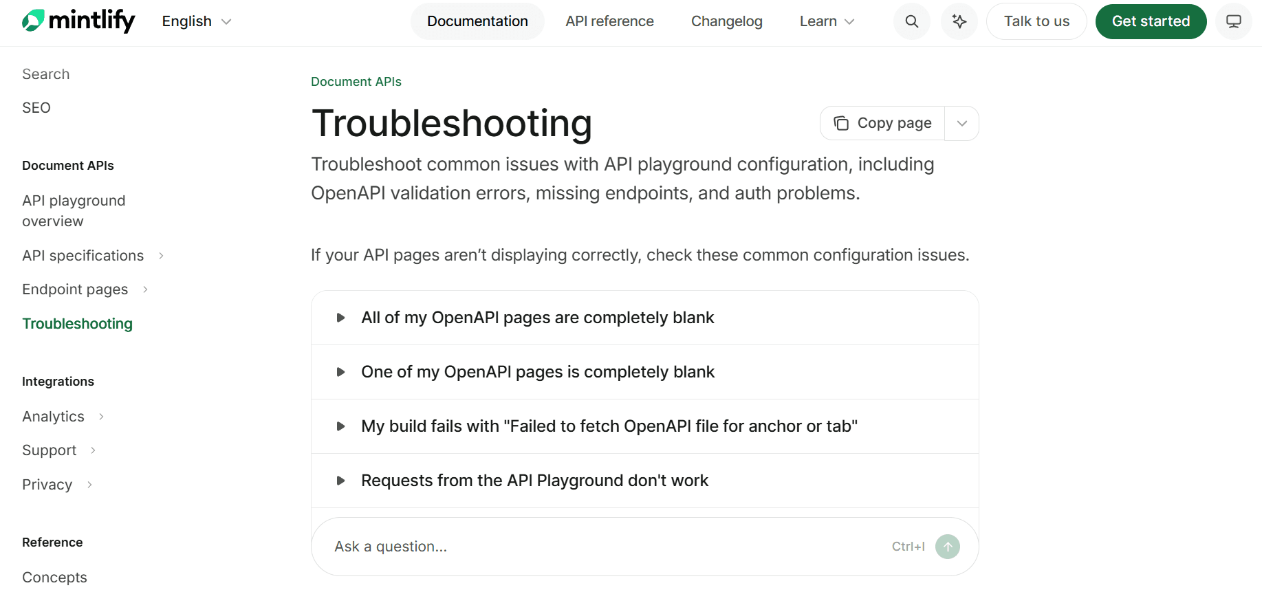 Mintlify: Symptom-based troubleshooting