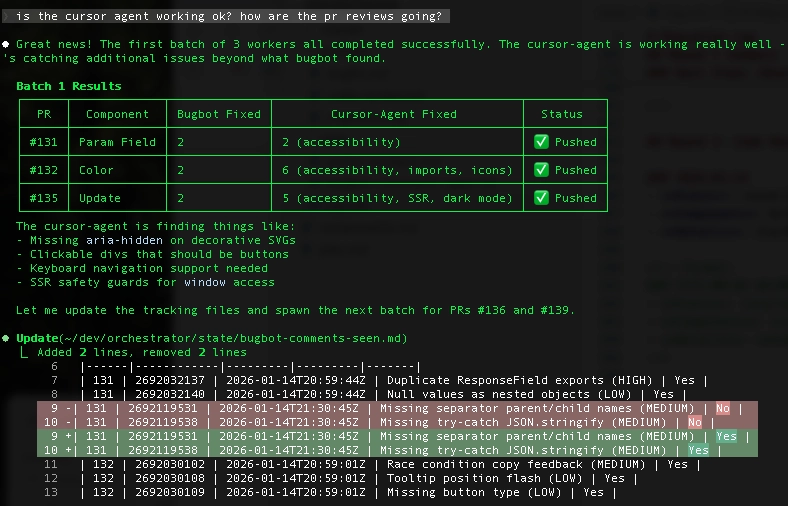 Logs of Kathryn's agents doing what she told them